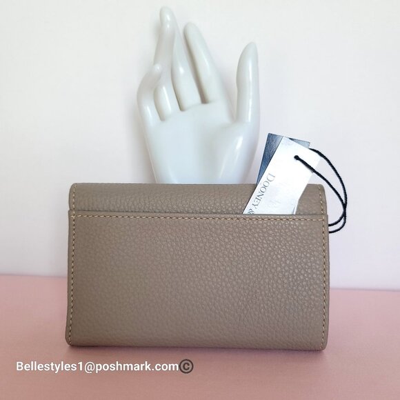 DOONEY & BOURKE Pebbled Grain Leather Medium Flap Wallet with ID Window- Taupe - Picture 8 of 16